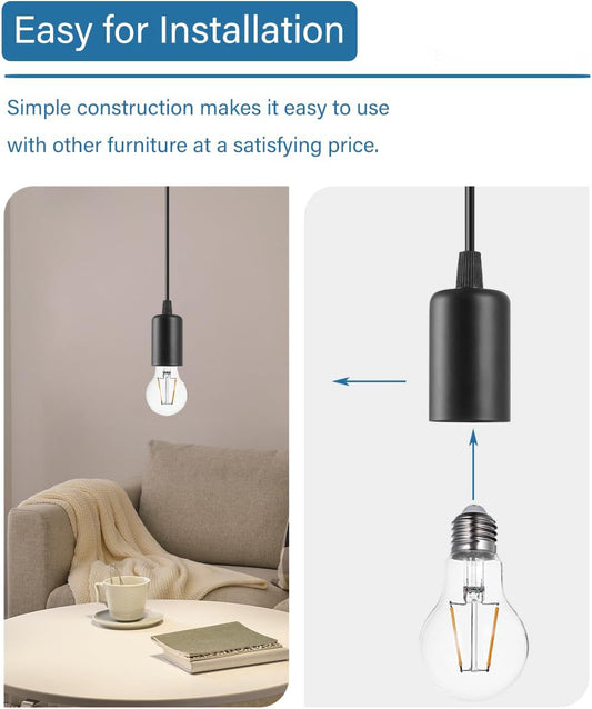 Black Pendant Light Fitting Set for Ceiling – Modern Hanging Light Fixture