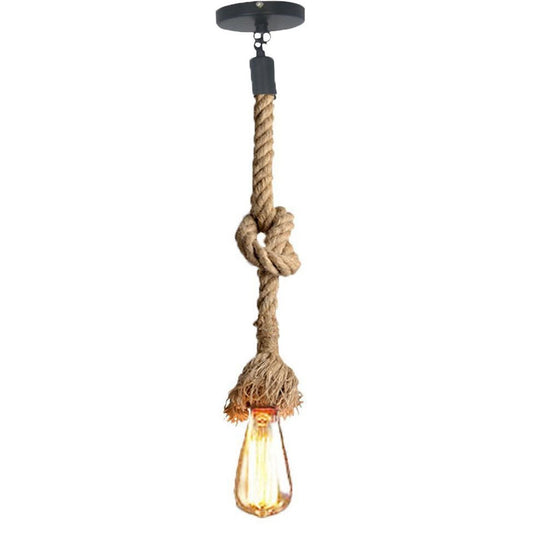 Jute Rope Ceiling Hanging Lamp With Edison Bulb