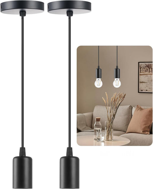 Black Pendant Light Fitting Set for Ceiling – Modern Hanging Light Fixture