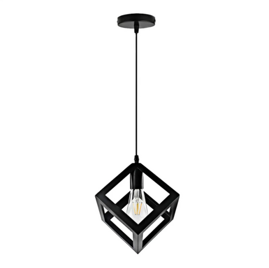 Modern Black Metal Square Hanging Light-Cube Hanging Light