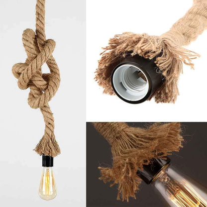 Jute Rope Ceiling Hanging Lamp With Edison Bulb