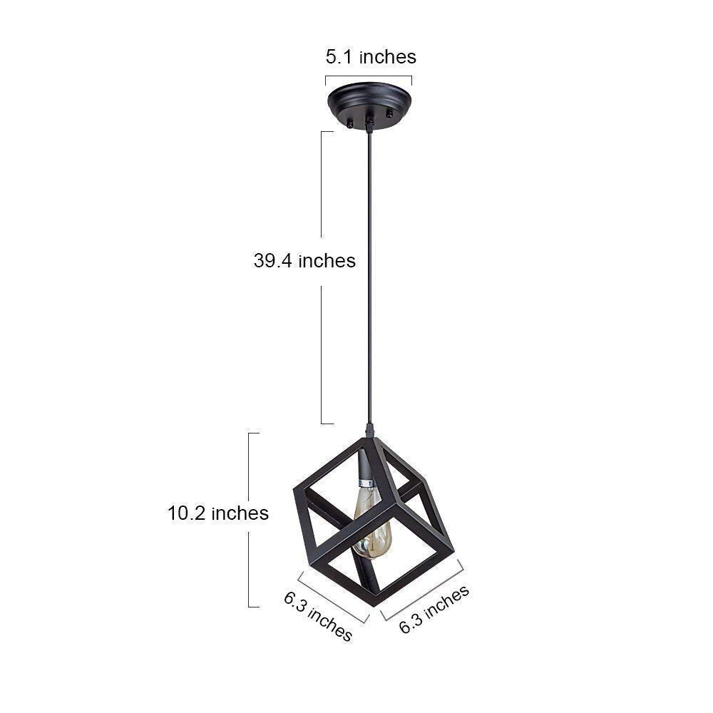Modern Black Metal Square Hanging Light-Cube Hanging Light